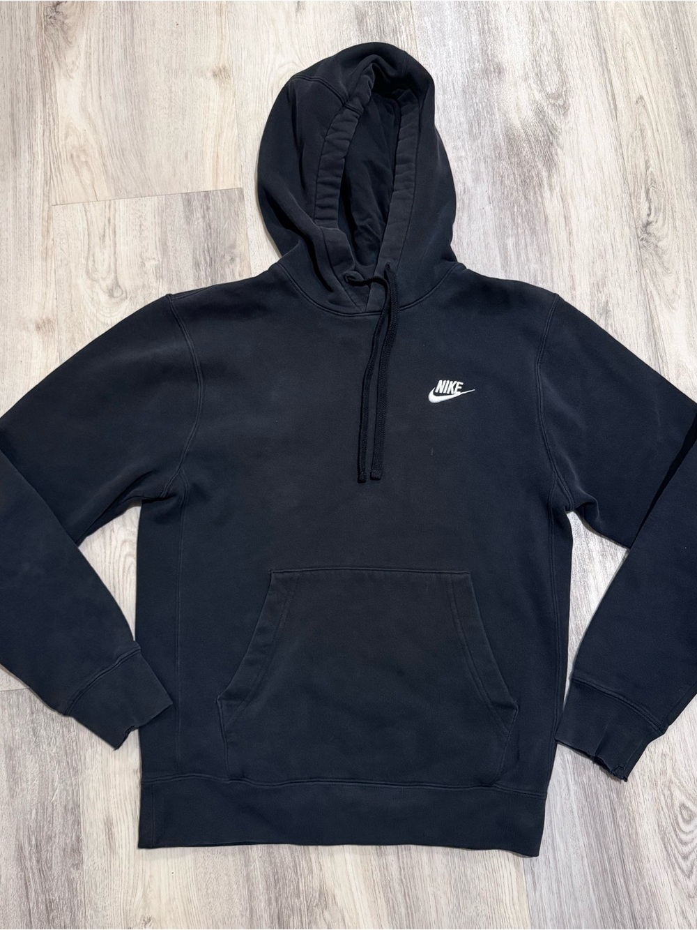 Nike Black Pullover Hoodie with White Swoosh Size XS